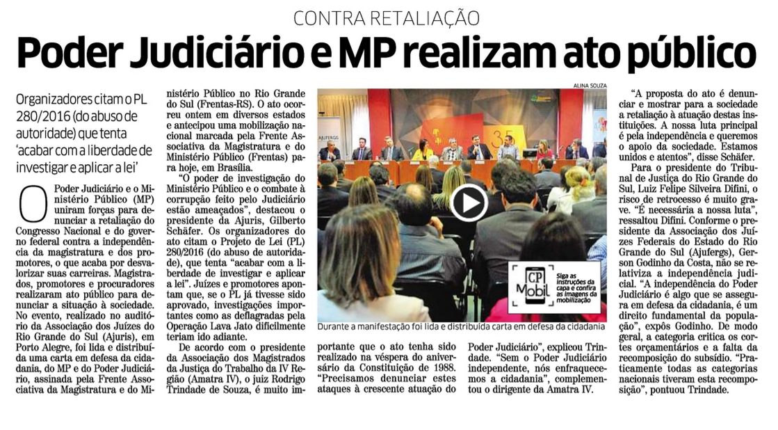 Mobilização da Magistratura e do Ministério Público repercute na mídia