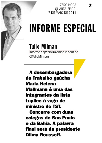 Maria Helena Mallmann concorre à vaga no TST