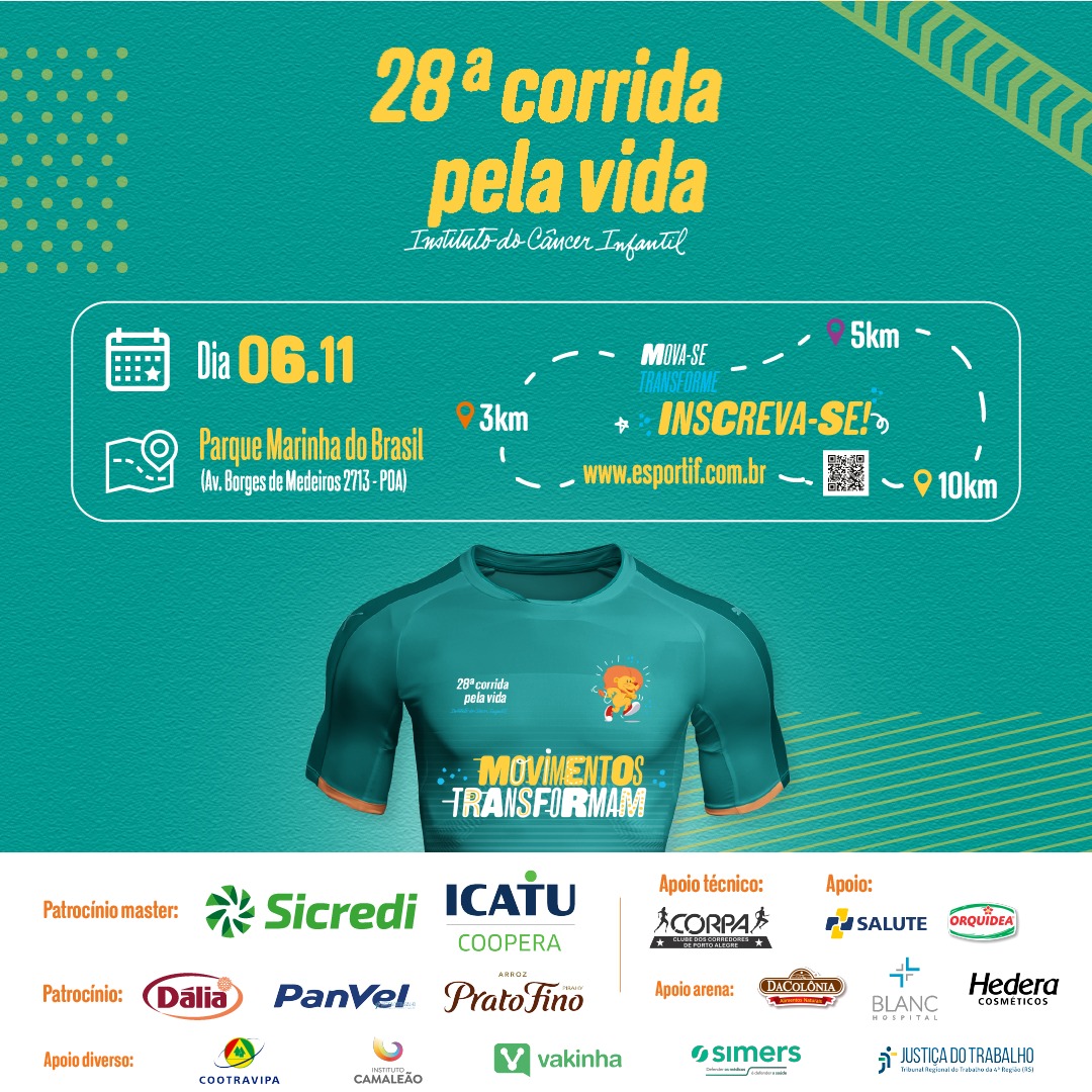 Colega: participe da Corrida pela Vida no dia 06/11
