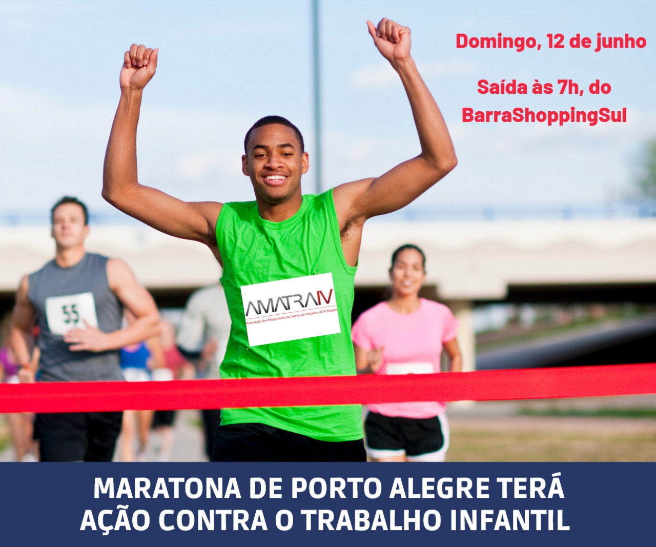 Conscientização contra o trabalho infantil durante a Maratona Internacional de Porto Alegre