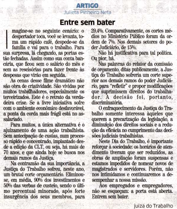PELA VALORIZAÇÃO DA JUSTIÇA DO TRABALHO