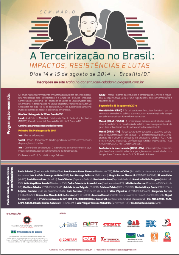 Anamatra participa do seminário "A Terceirização no Brasil: Impactos, resistências e lutas”