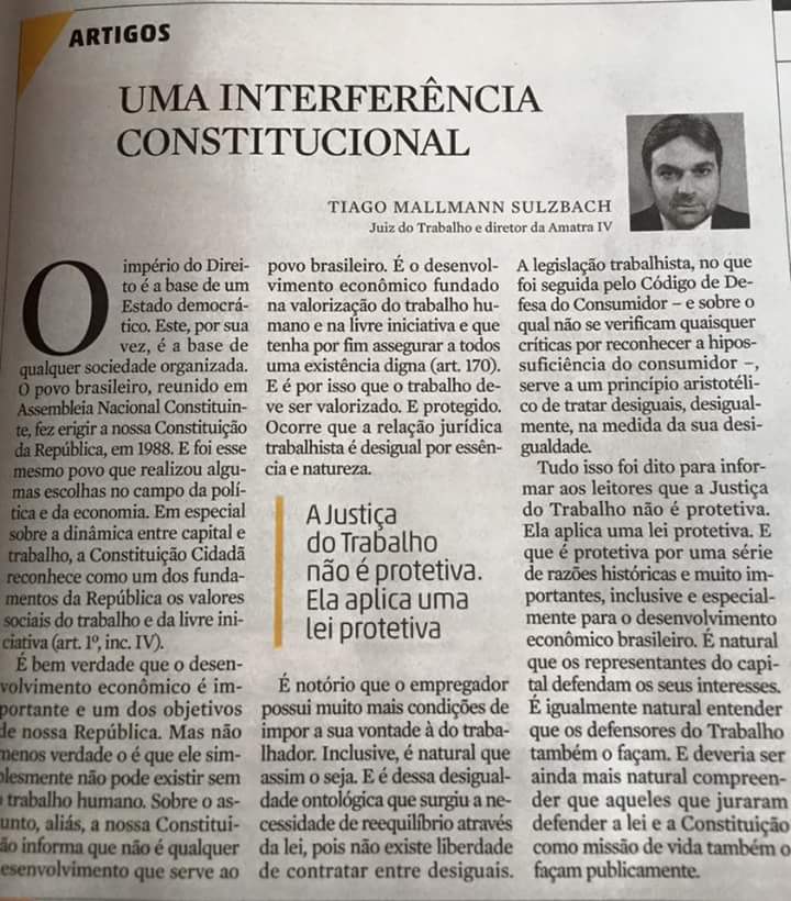 Artigo no jornal Zero Hora e Pioneiro