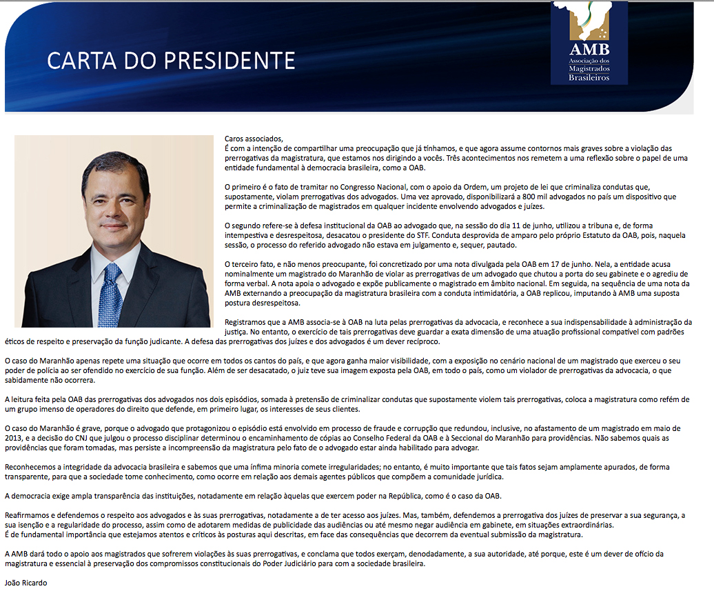 A OAB e as prerrogativas da magistratura