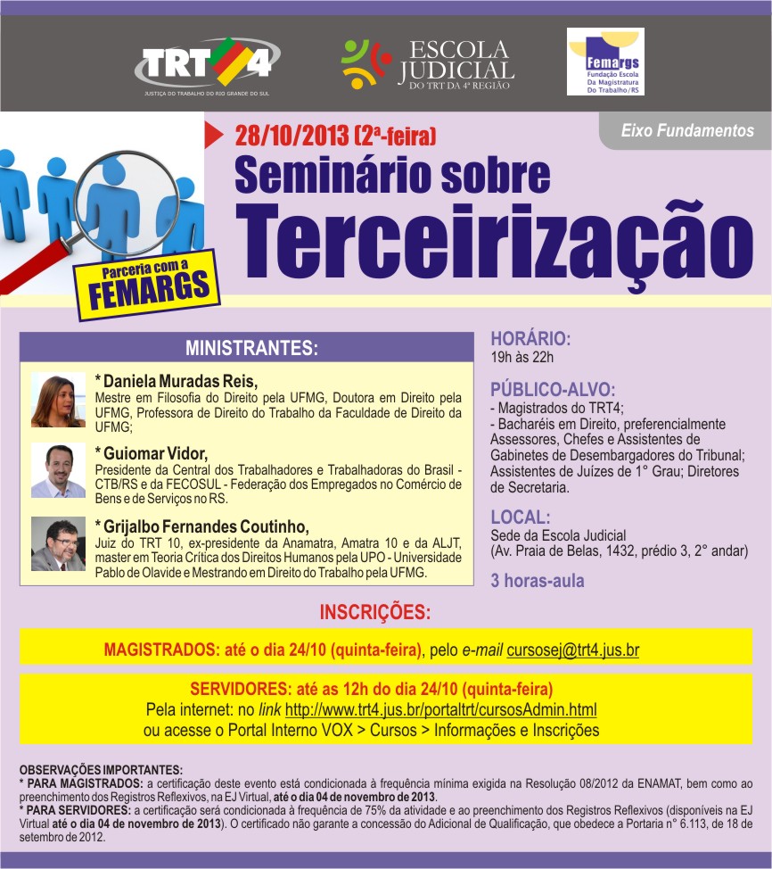 Terceirização é tema de seminário