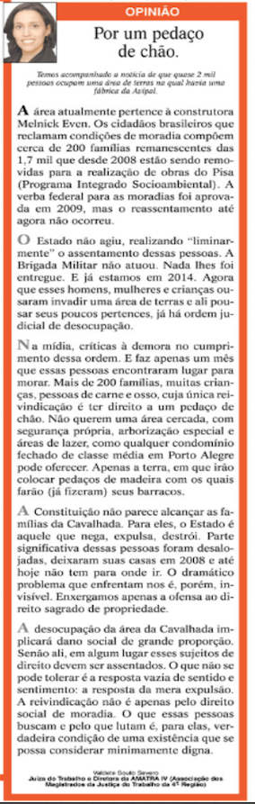 Artigo da juíza Valdete Souto Severo no Jornal O Sul