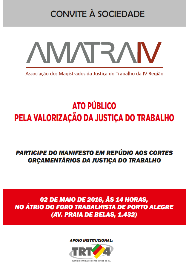 A AMATRA CONVIDA PARA ATO PÚBLICO NO DIA 02/05, ÀS 14h