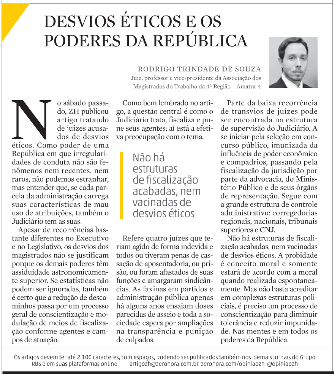 Desvios éticos e os poderes da república.