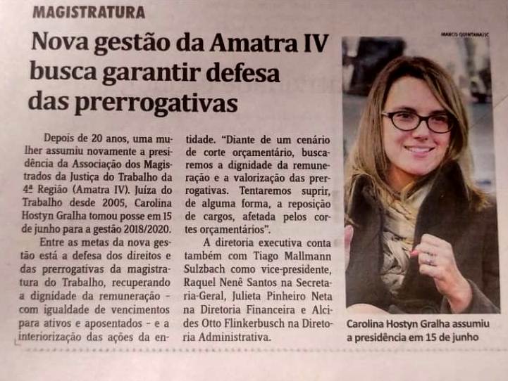 Notícia no Jornal do Comércio