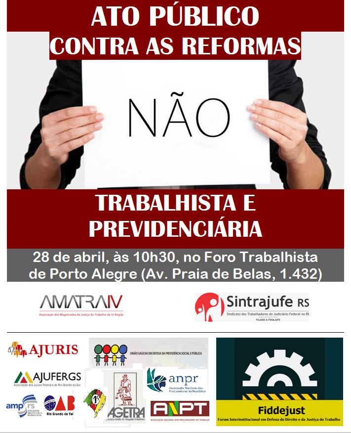 Ato Público contra as Reformas Trabalhista e Previdenciária
