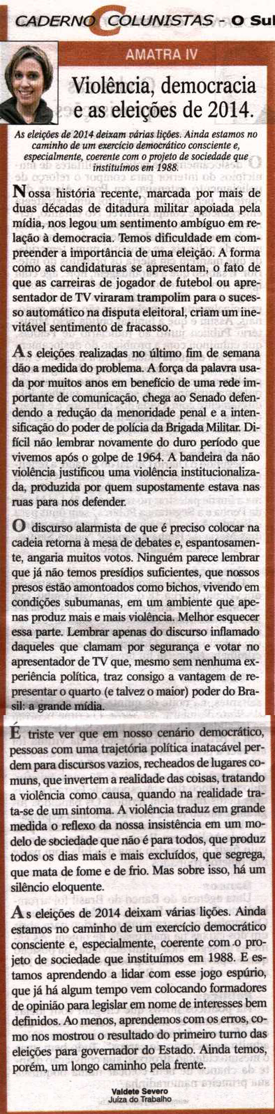 Violência, democracia e as eleições de 2014