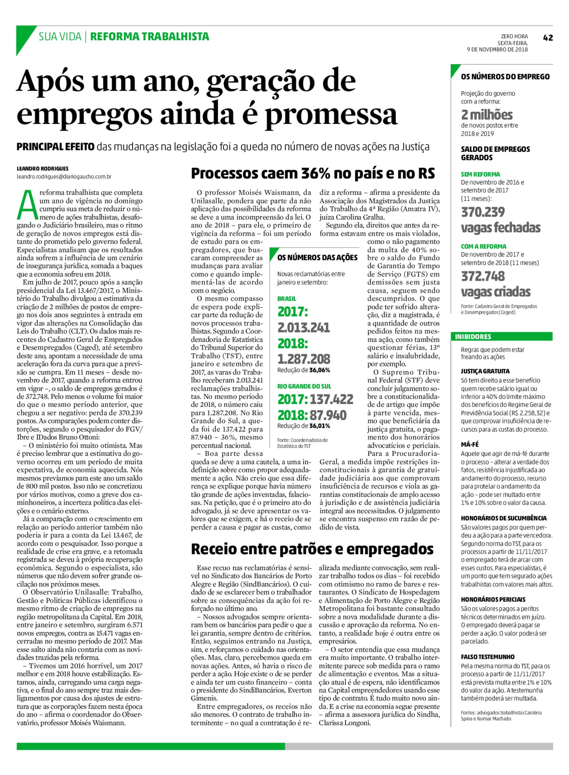 Reforma trabalhista: após um ano, geração de empregos ainda é promessa
